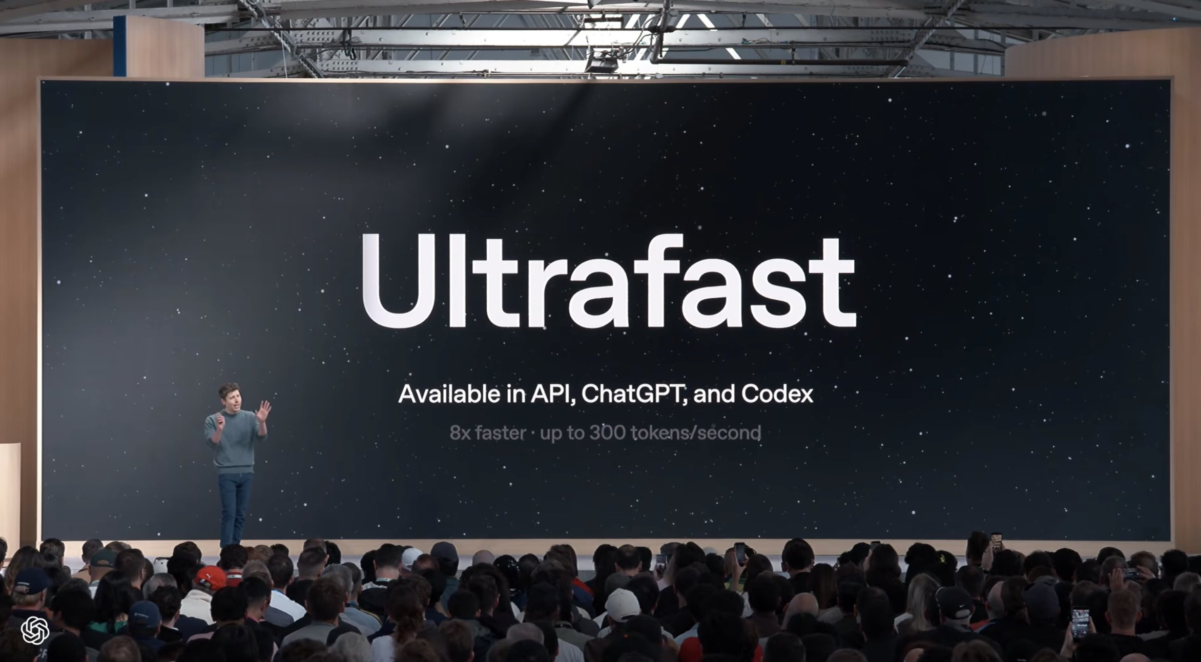 DevDay slide announcing Ultrafast availability and an up-to-300-tokens-per-second speed claim